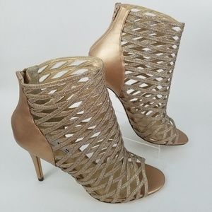 Nina Cypress Caged Metallic Gold Heels size 7.5M